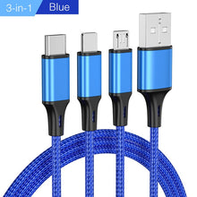 Load image into Gallery viewer, YKZ Mobile Phone Cable 3 in 1 Micro USB Cable