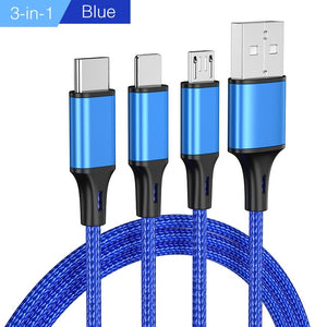 YKZ Mobile Phone Cable 3 in 1 Micro USB Cable