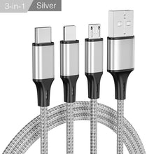 Load image into Gallery viewer, YKZ Mobile Phone Cable 3 in 1 Micro USB Cable