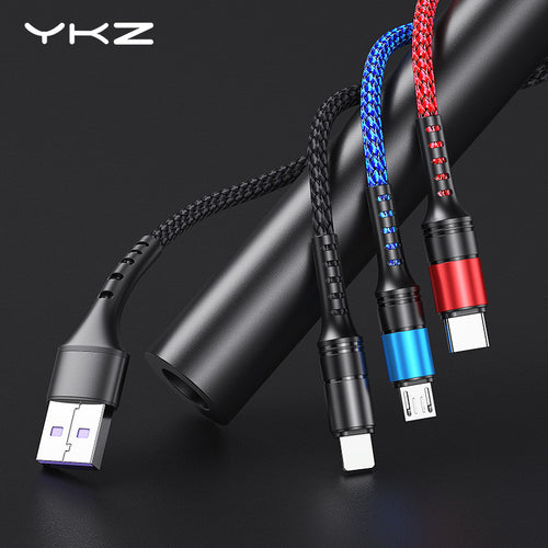 YKZ Mobile Phone Cable 3 in 1 Micro USB Cable